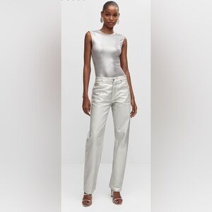 MANGO Metallic straight-leg jeans